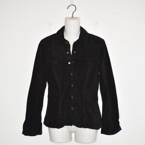 BCBG MaxAzria Snap Button Jacket Shacket Sz M Genuine Suede Western Cowgirl Boho